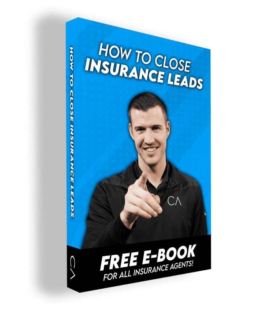 An image of a book. How to close insurance leads. Free e-book for all insurance agents.